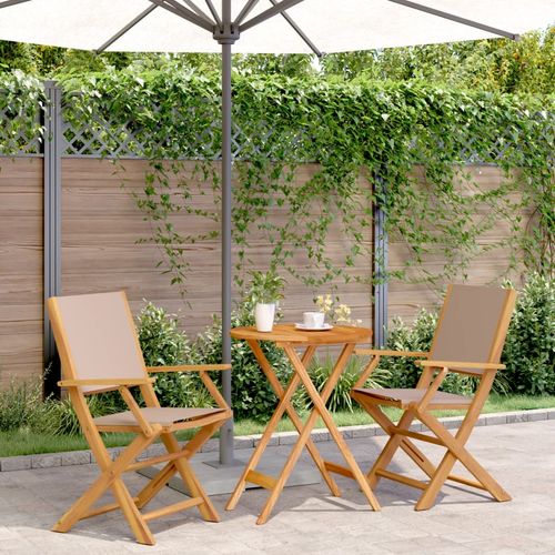 vidaXL 3 Piece Bistro Set Cream White Fabric and Solid Wood - Bistro Sets from vidaXL