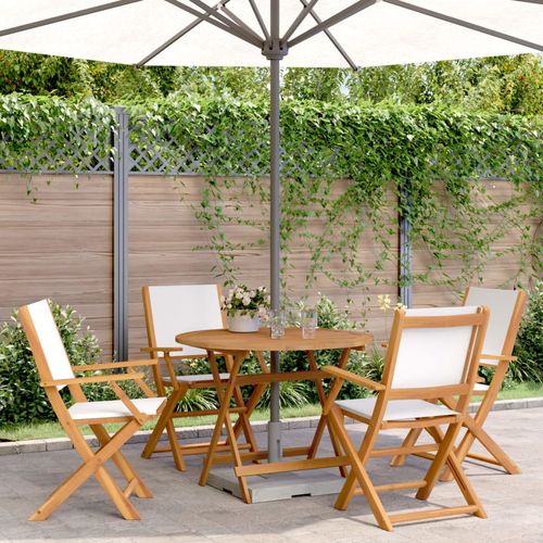 vidaXL 3 Piece Bistro Set Cream White Fabric and Solid Wood - Bistro Sets from vidaXL
