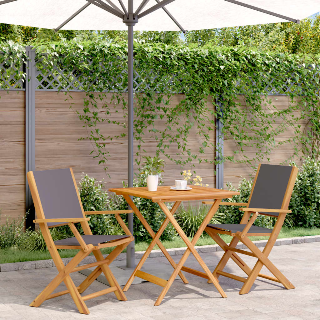 vidaXL 3 Piece Bistro Set Cream White Fabric and Solid Wood - Bistro Sets from vidaXL