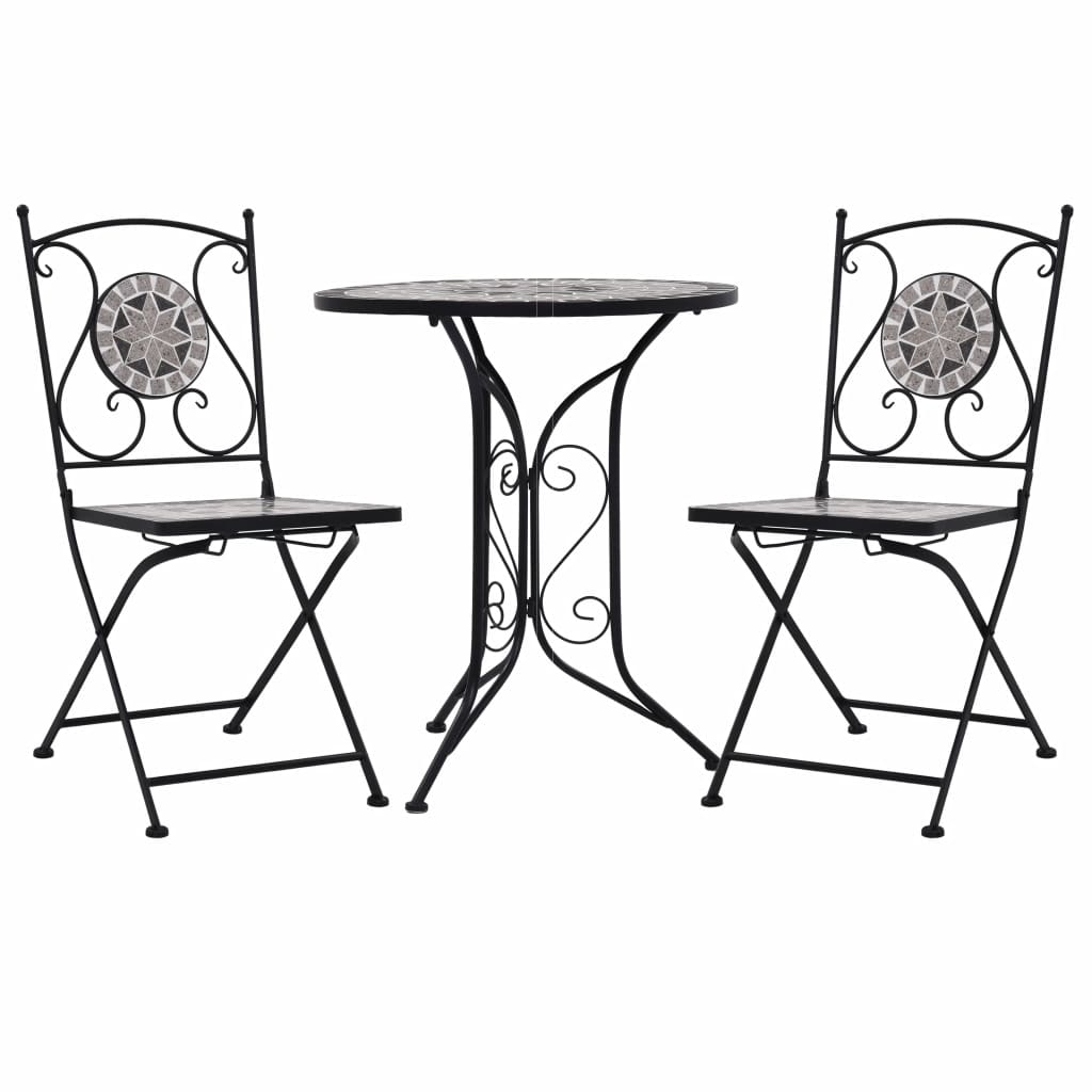 vidaXL 3 Piece Mosaic Bistro Set Ceramic Tile Terracotta - Bistro Sets from vidaXL