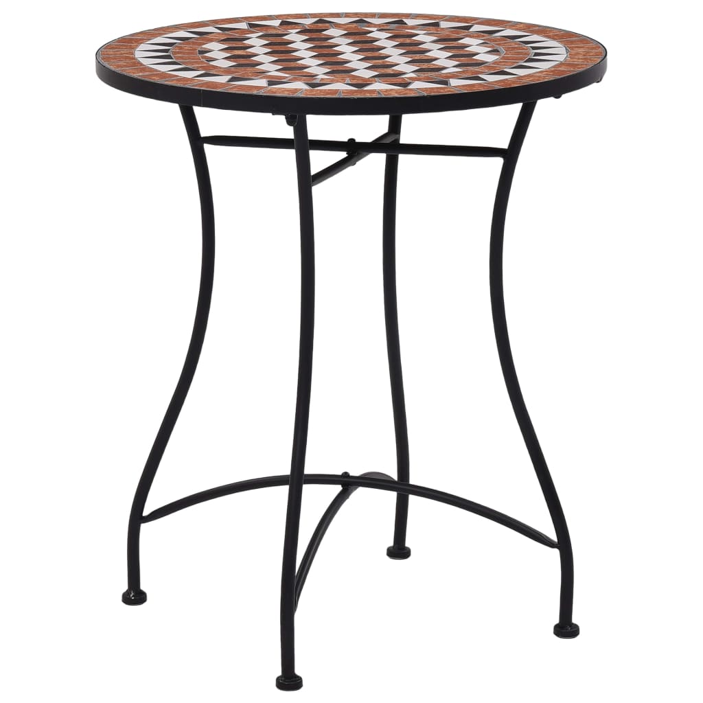 vidaXL 3 Piece Mosaic Bistro Set Ceramic Tile Terracotta - Bistro Sets from vidaXL