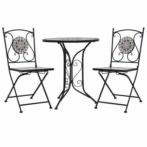 vidaXL 3 Piece Mosaic Bistro Set Ceramic Tile Terracotta - Bistro Sets from vidaXL