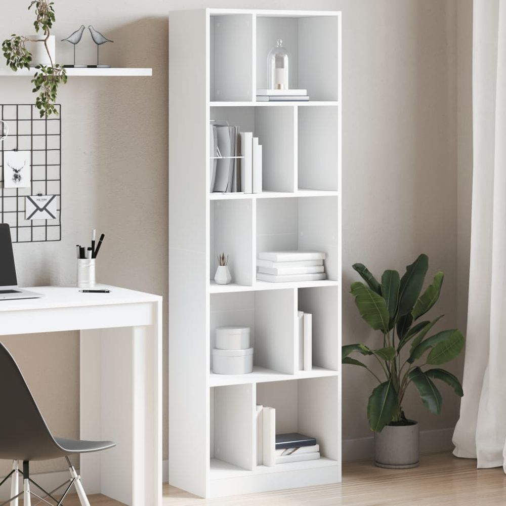 Bookcase White 57x28.5x174 cm vidaXL Engineered Wood - Bookcase from vidaXL