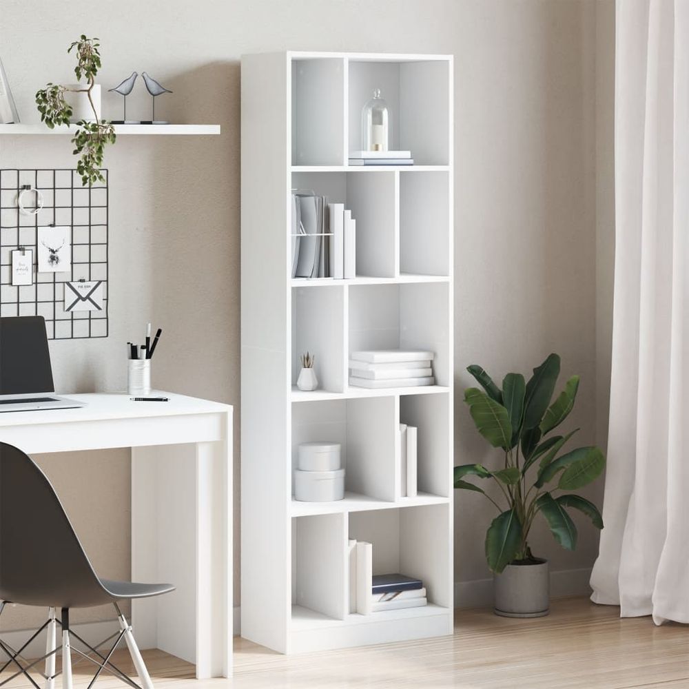 Bookcase White 57x28.5x174 cm vidaXL Engineered Wood - Bookcase from vidaXL