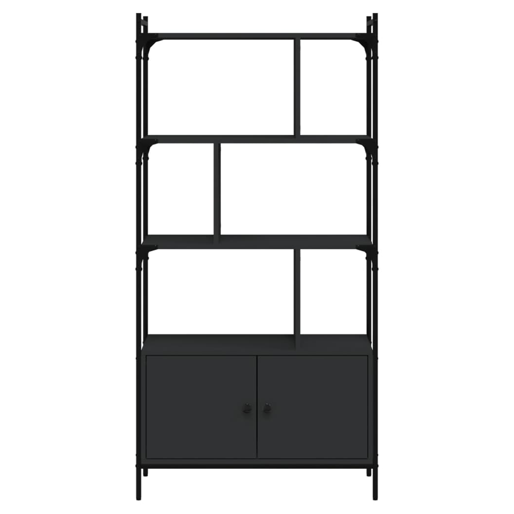 Bookcase with Doors Black76.5x30x154.5 cm vidaXL Engineered Wood - Bookcase from vidaXL