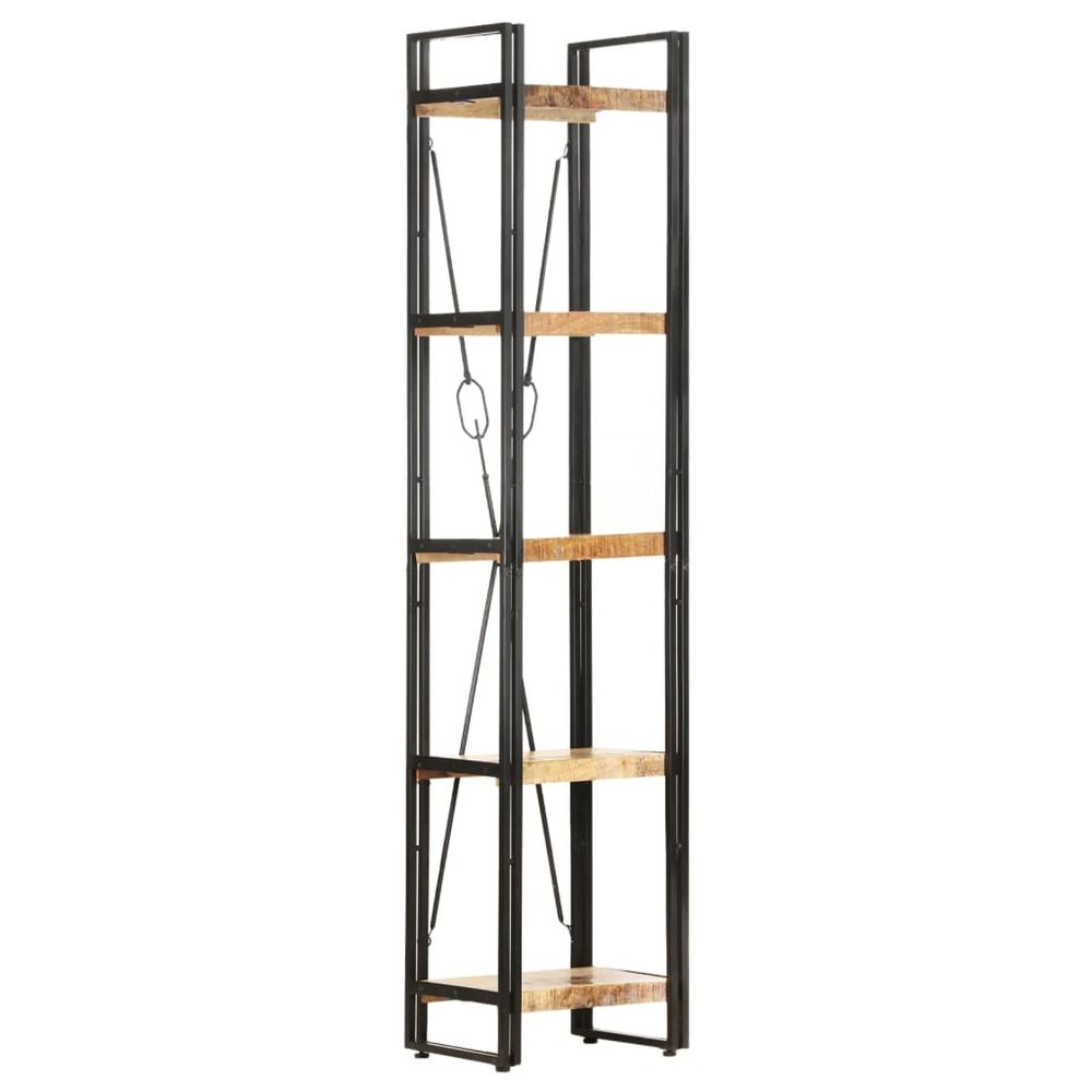 3-Tier vidaXL Bookcase 77x30x80 cm Solid Wood Mango and Iron - Bookcase from vidaXL