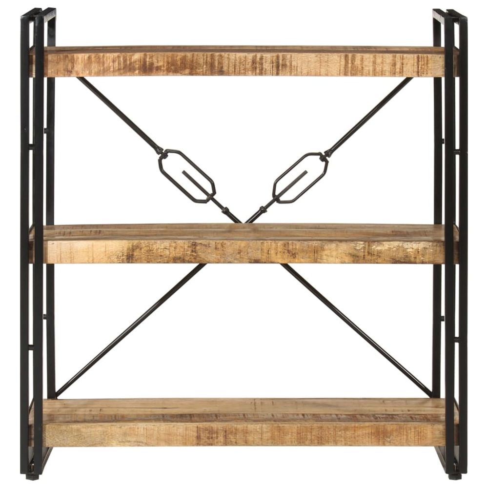 3-Tier vidaXL Bookcase 77x30x80 cm Solid Wood Mango and Iron - Bookcase from vidaXL