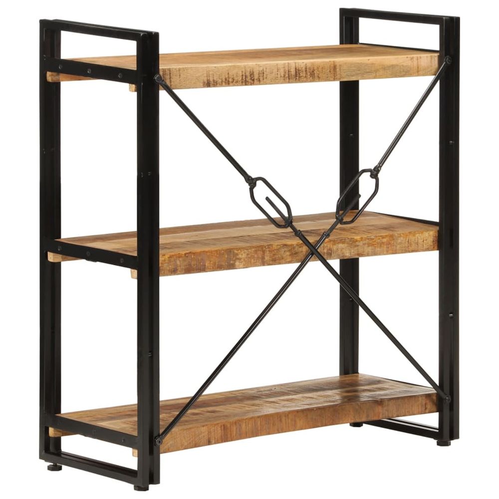 3-Tier vidaXL Bookcase 77x30x80 cm Solid Wood Mango and Iron - Bookcase from vidaXL