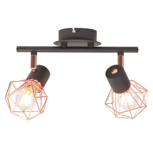 Ceiling Lamp with 2 Spotlights E14 Black and Copper - Home Symphony