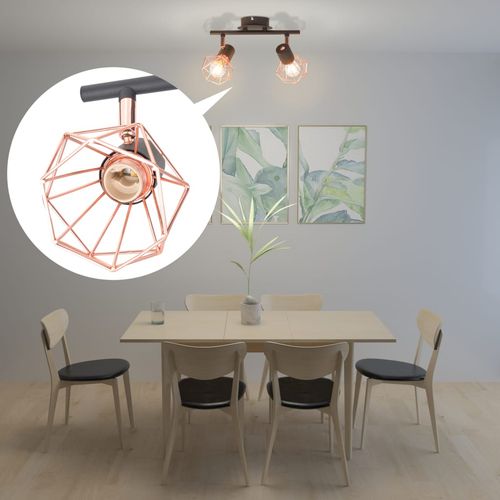 Ceiling Lamp with 2 Spotlights E14 Black and Copper - Home Symphony