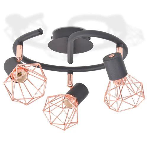 vidaXL Ceiling Lamp with 3 Spotlights E14 Black and Copper - Ceiling Lights