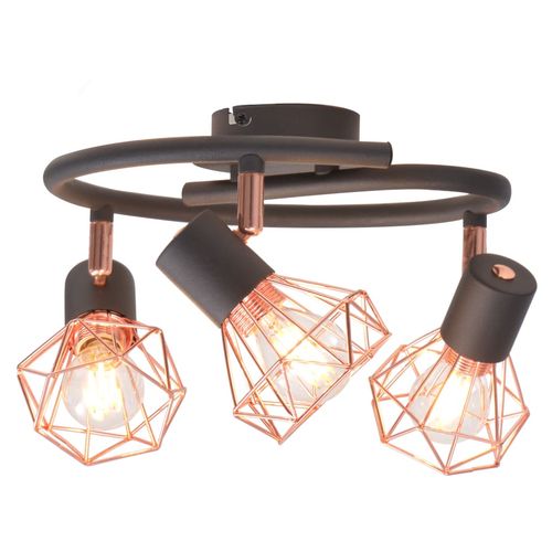 Ceiling Lamp with 3 Spotlights E14 Black and Copper - Home Symphony
