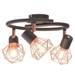 Ceiling Lamp with 3 Spotlights E14 Black and Copper by vidaXL