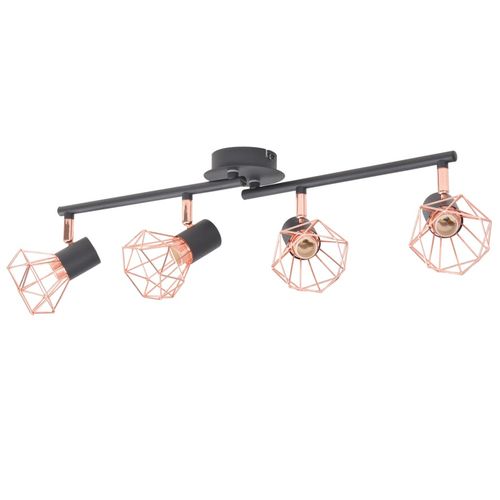 Ceiling Lamp with 4 Spotlights E14 Black and Copper - Home Symphony
