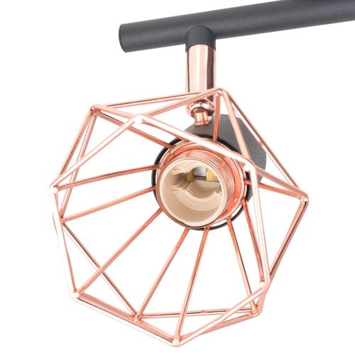 Ceiling Lamp with 4 Spotlights E14 Black and Copper - Home Symphony