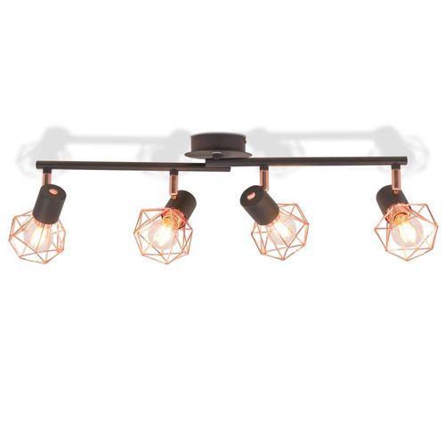 Ceiling Lamp with 4 Spotlights E14 Black and Copper - Home Symphony