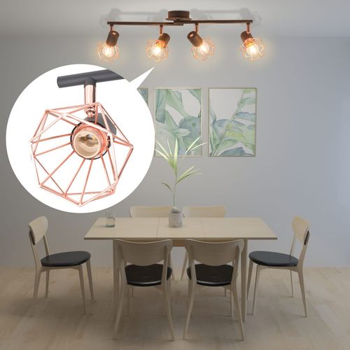 Ceiling Lamp with 4 Spotlights E14 Black and Copper - Home Symphony