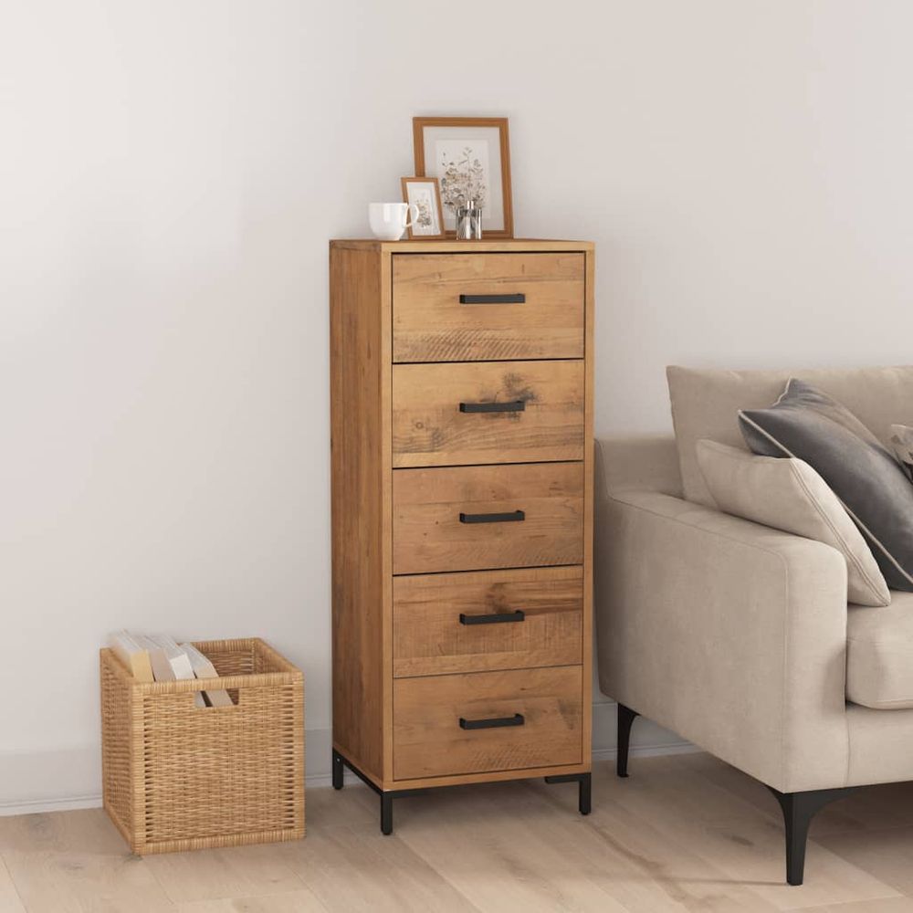 Chest of Drawers 42x35x110 cm vidaXL Solid Pinewood - Chest of Drawers from vidaXL