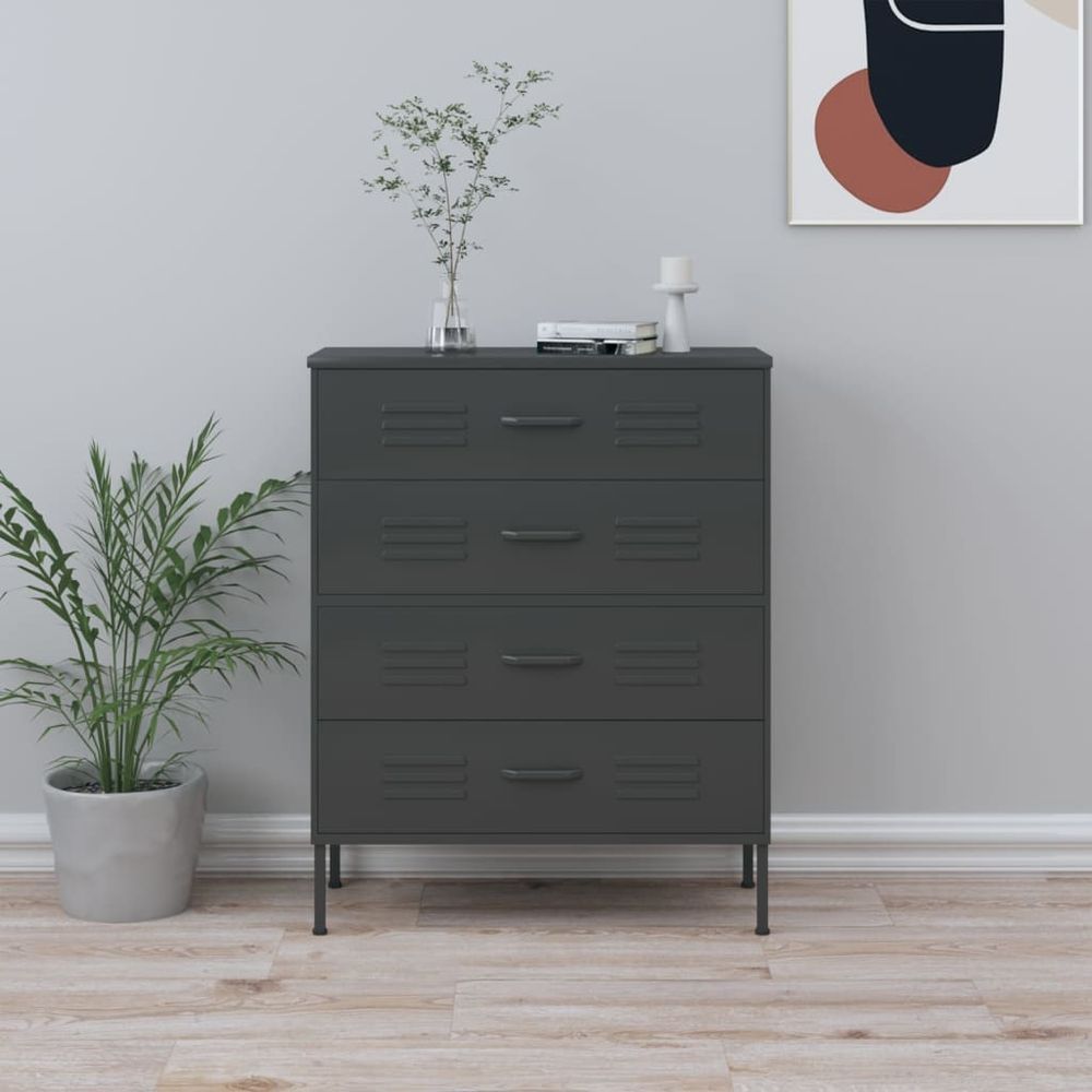Chest of Drawers Olive Green 80x35x101.5 cm Steel vidaXL - Chest of Drawers from vidaXL
