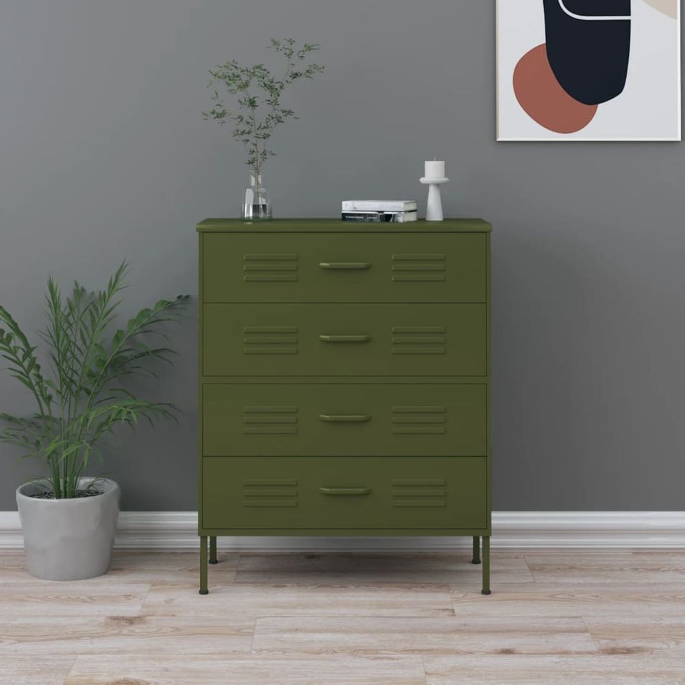 Chest of Drawers Olive Green 80x35x101.5 cm Steel vidaXL - Chest of Drawers from vidaXL