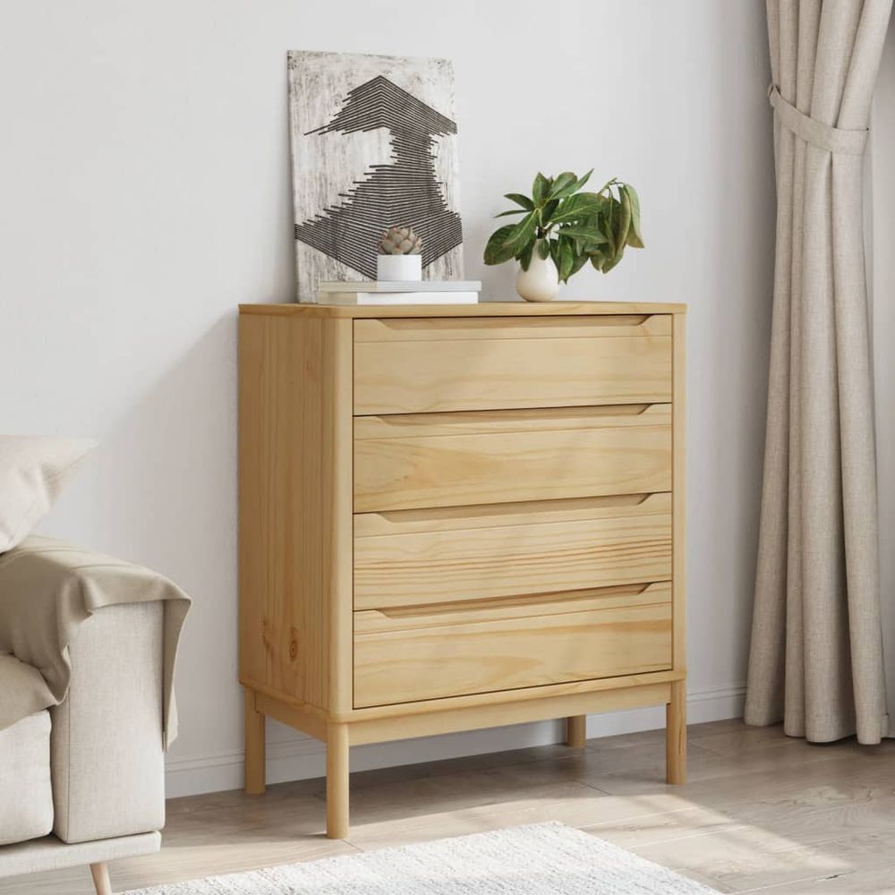 Chest of Drawers FLORO Wax Brown vidaXL Solid Wood Pine - Chest of Drawers from vidaXL