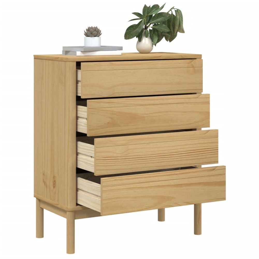 Chest of Drawers FLORO Wax Brown vidaXL Solid Wood Pine - Chest of Drawers from vidaXL