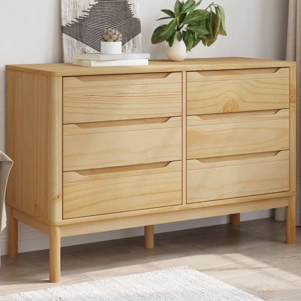 Chest of Drawers FLORO Wax Brown vidaXL Solid Wood Pine - Chest of Drawers from vidaXL