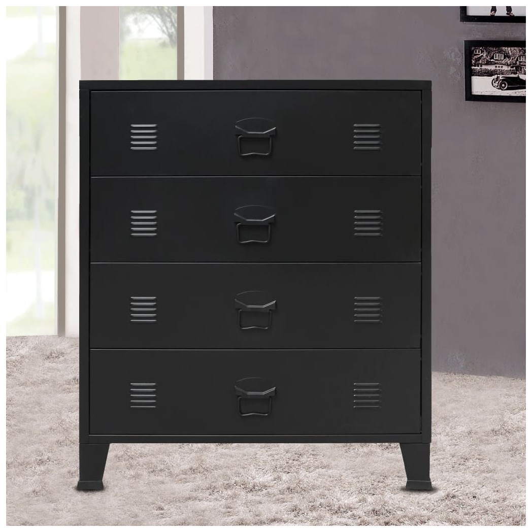 Chest of Drawers Metal Industrial Style vidaXL  78x40x93 cm Black - Chest of Drawers from vidaXL