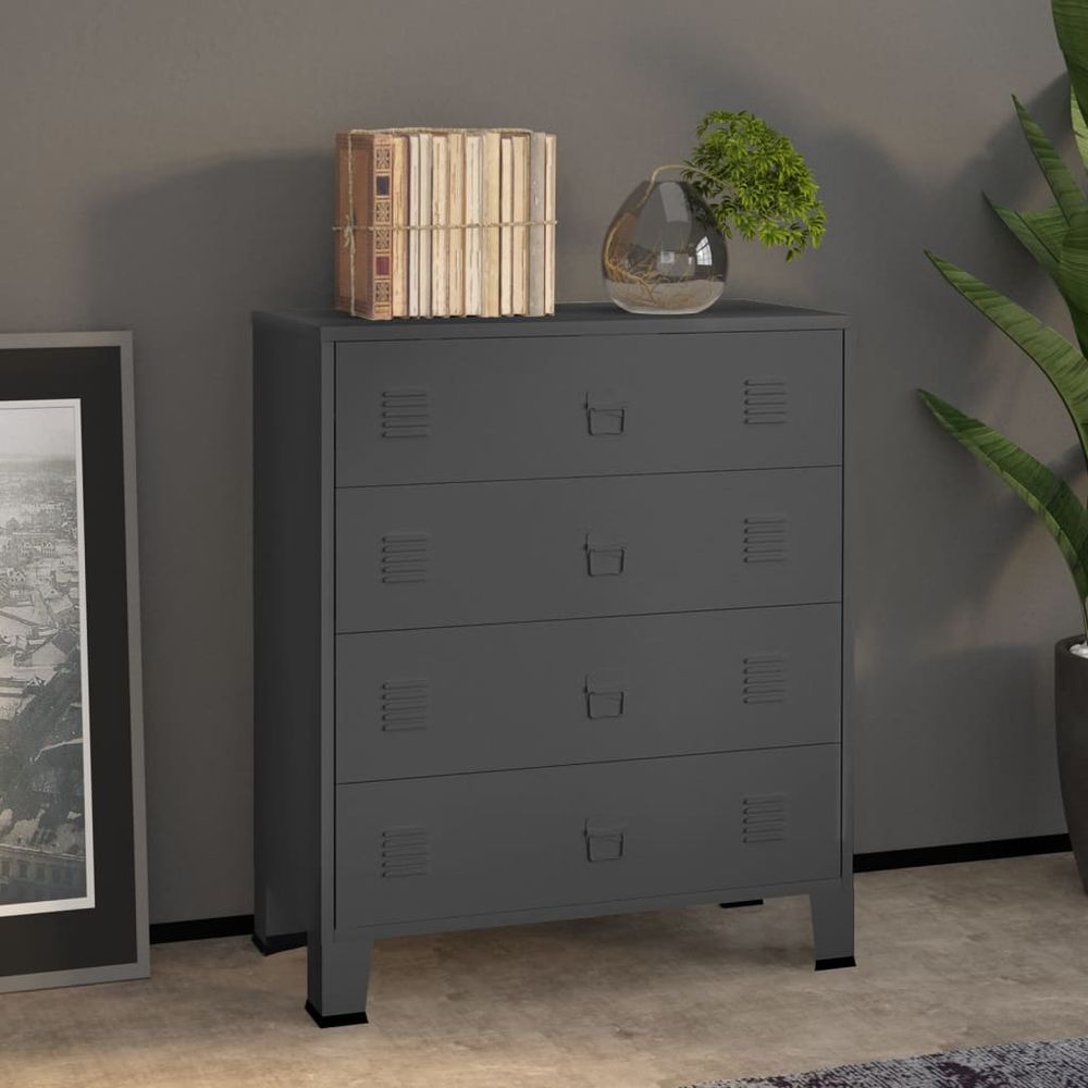 Chest of Drawers Metal Industrial Style vidaXL  78x40x93 cm Black - Chest of Drawers from vidaXL