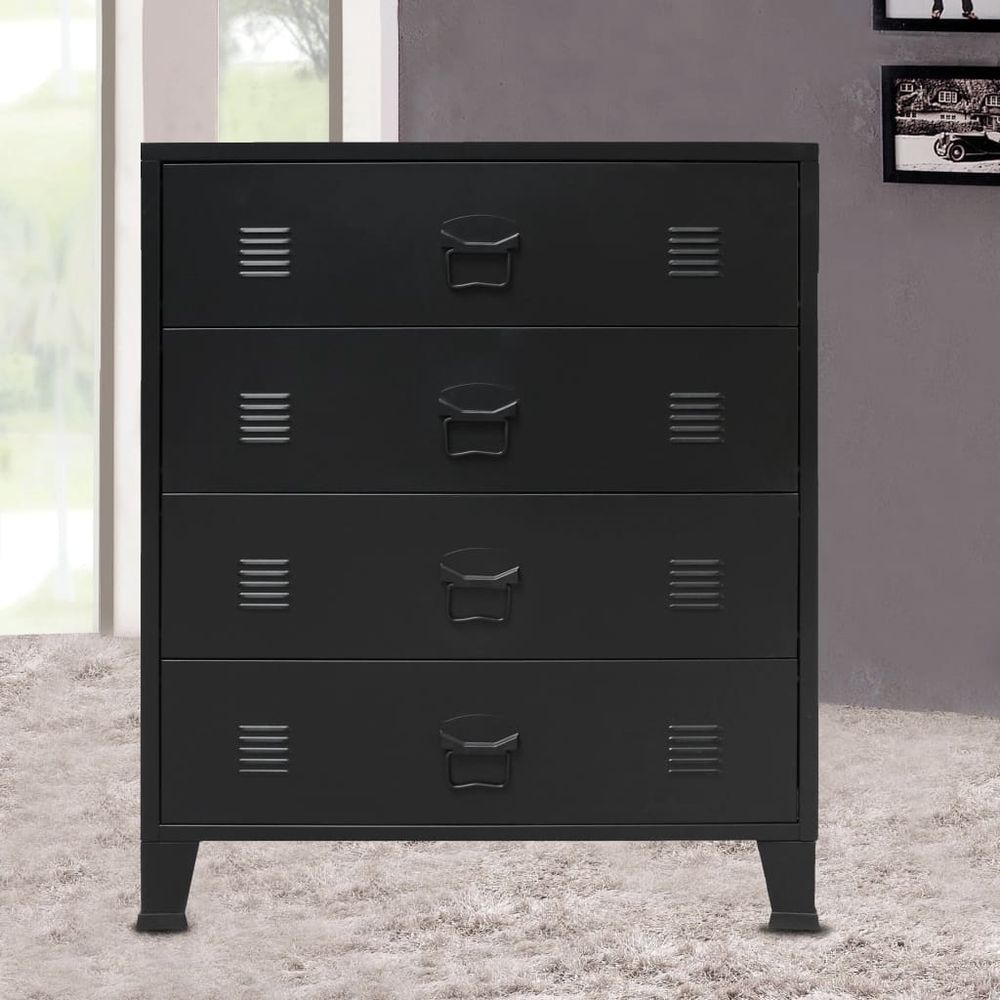 Chest of Drawers Metal Industrial Style vidaXL  78x40x93 cm Black - Chest of Drawers from vidaXL