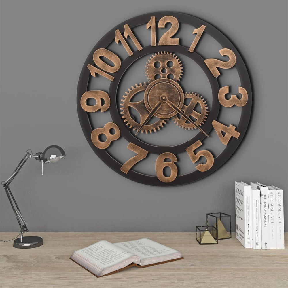 Wall Clock Metal 70 cm Golden - Clock from vidaXL