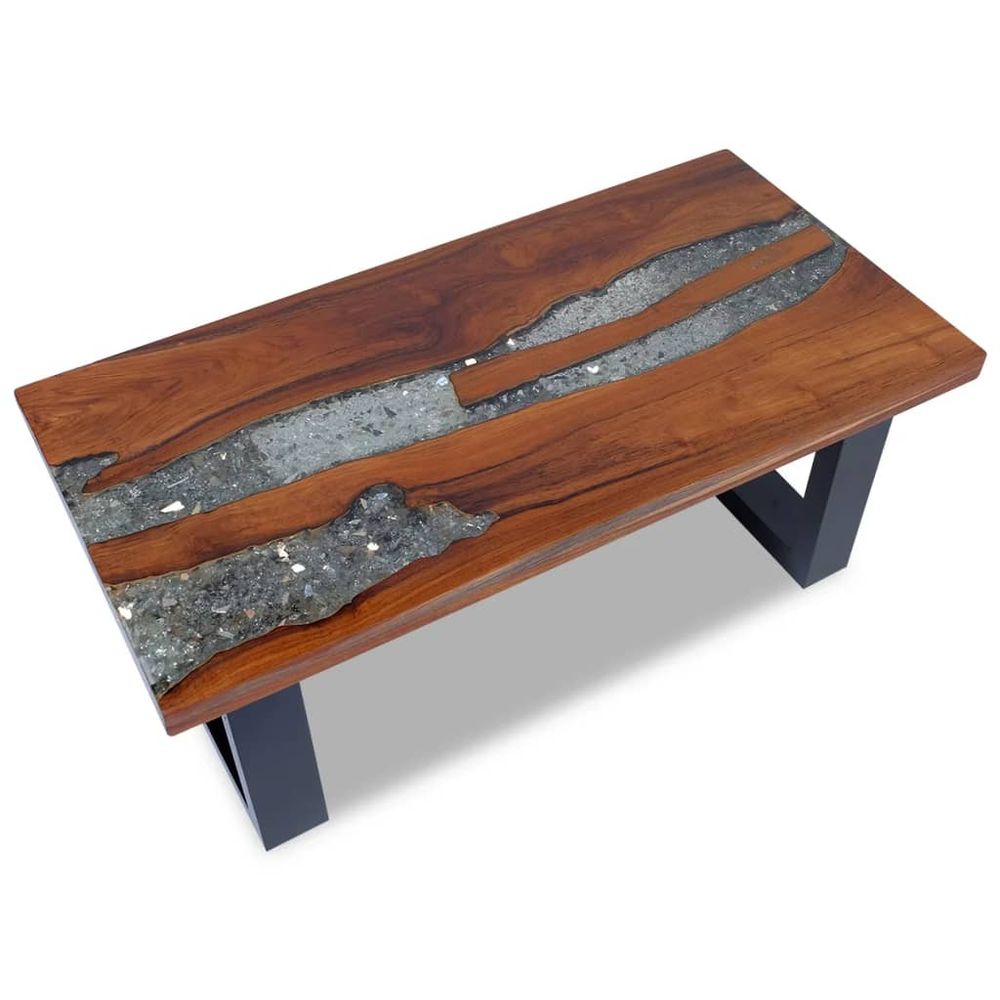 Coffee Table Teak Resin 100x50x40 cm vidaXL - Coffee Table from vidaXL