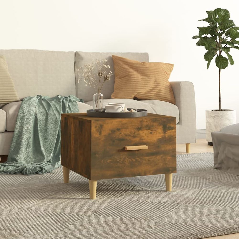 Coffee Table Smoked Oak vidaXL 50x50x40 cm Engineered Wood - Coffee Table from vidaXL