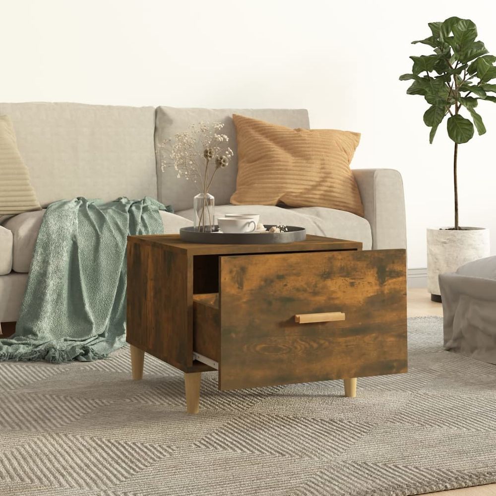 Coffee Table Smoked Oak vidaXL 50x50x40 cm Engineered Wood - Coffee Table from vidaXL