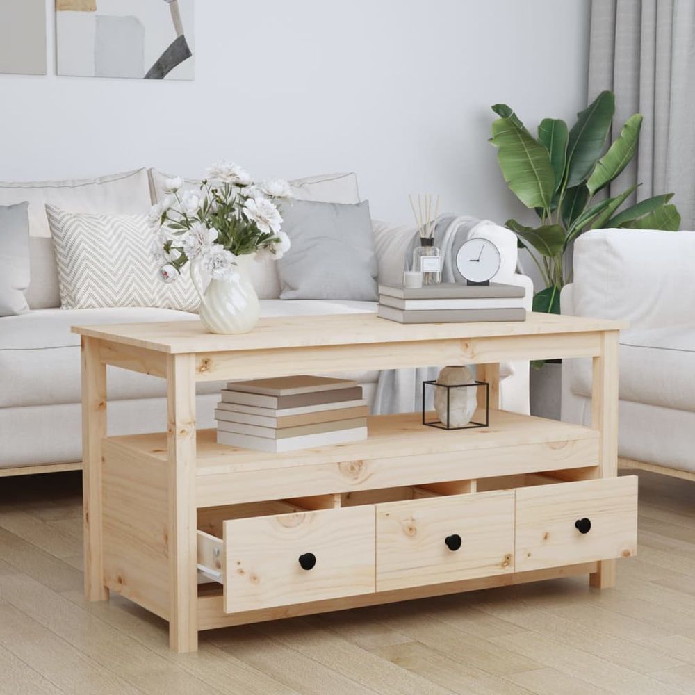 Coffee Table 102x49x55 cm vidaXL Solid Wood Pine - Coffee Table from vidaXL