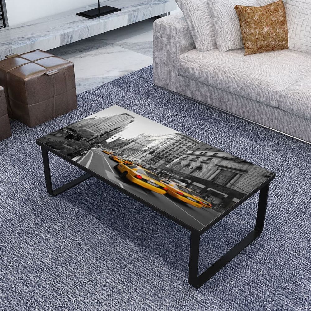 Coffee Table with Glass Top vidaXL Rectangular - Coffee Table from vidaXL