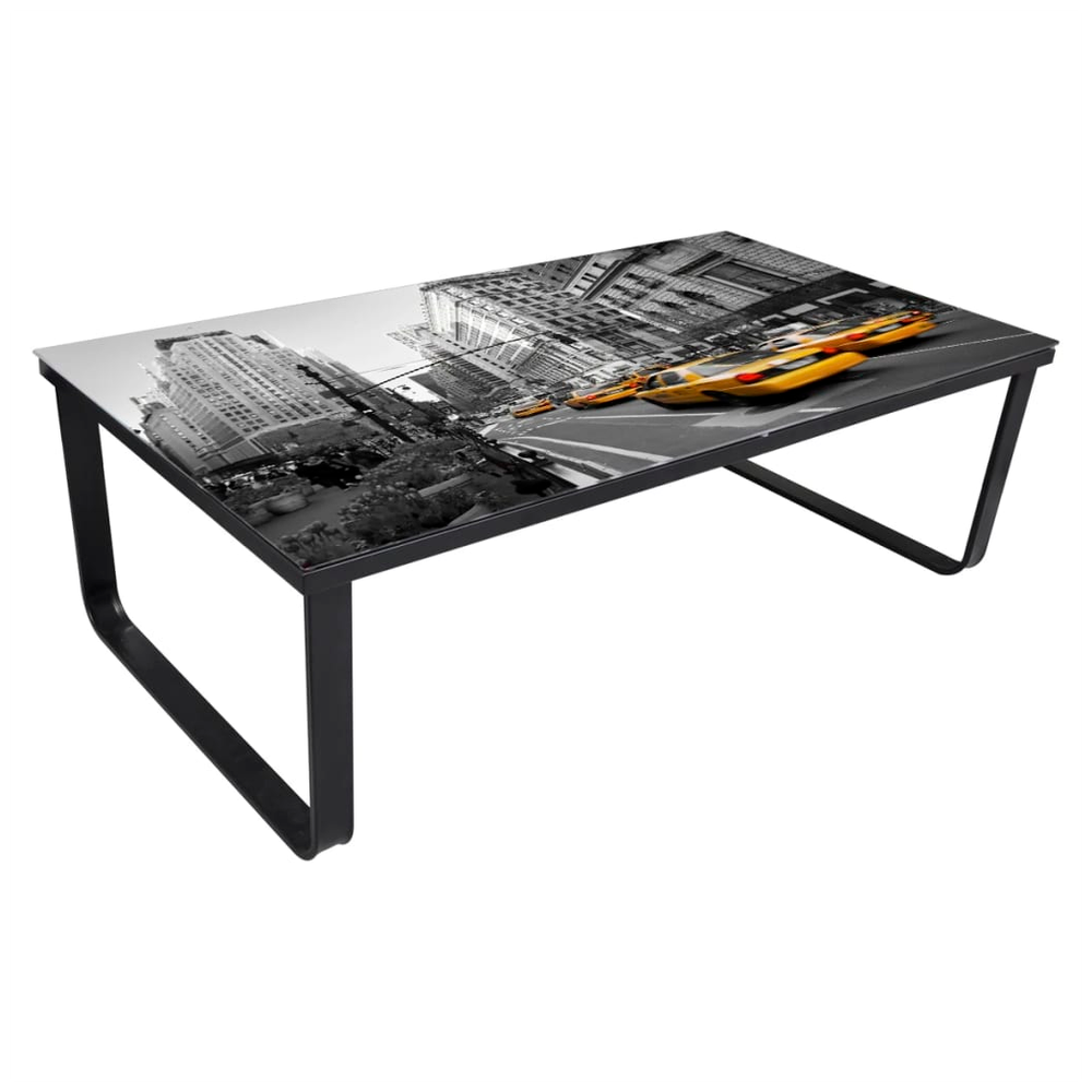 Coffee Table with Glass Top vidaXL Rectangular - Coffee Table from vidaXL