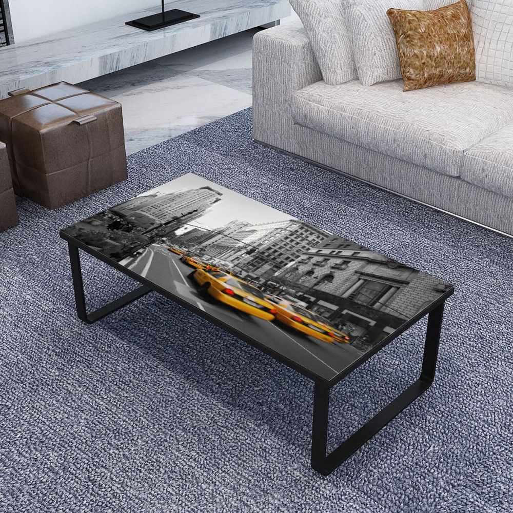 Coffee Table with Glass Top vidaXL Rectangular - Coffee Table from vidaXL