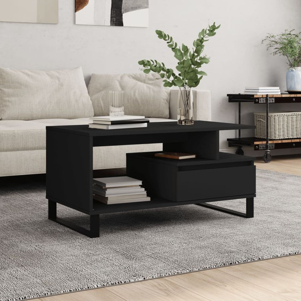 Coffee Table Black 90x49x45 cm vidaXL Engineered Wood - Coffee Table from vidaXL