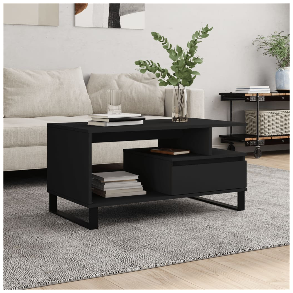 Coffee Table Black 90x49x45 cm vidaXL Engineered Wood - Coffee Table from vidaXL