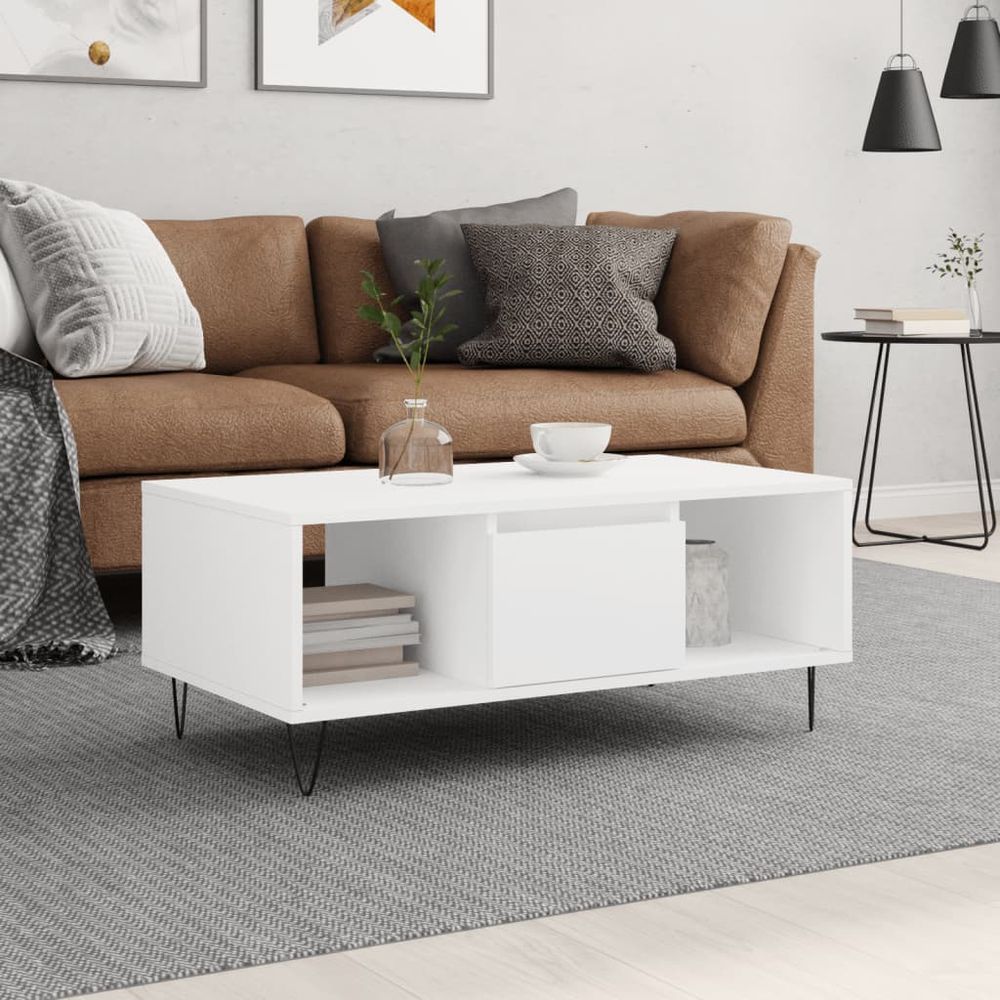 Coffee Table White 90x50x36.5 cm vidaXL Engineered Wood - Coffee Table from vidaXL