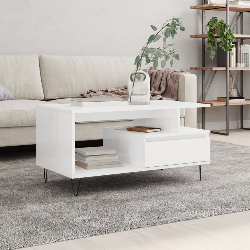 Coffee Table White 90x49x45 cm vidaXL Engineered Wood - Coffee Table from vidaXL