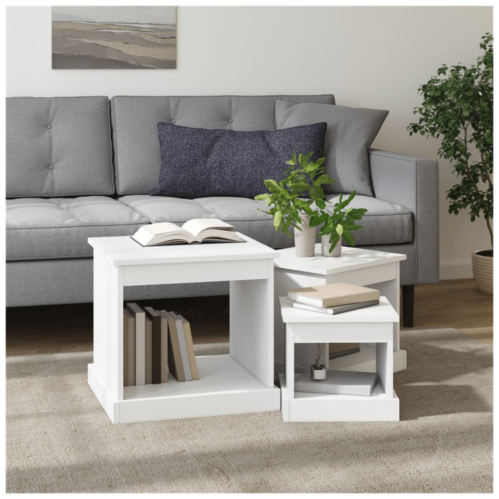 Coffee Tables 3 pcs White Engineered Wood vidaXL - Coffee Table from vidaXL