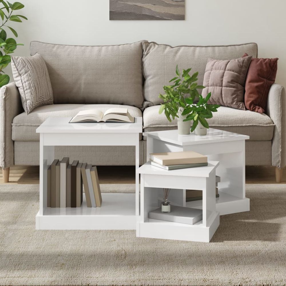 Coffee Tables 3 pcs White Engineered Wood vidaXL - Coffee Table from vidaXL