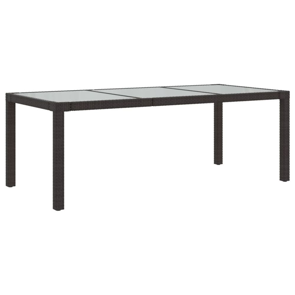 Garden Table Brown vidaXL 190x90x75 cm Tempered Glass and Poly Rattan - Coffee Table from vidaXL