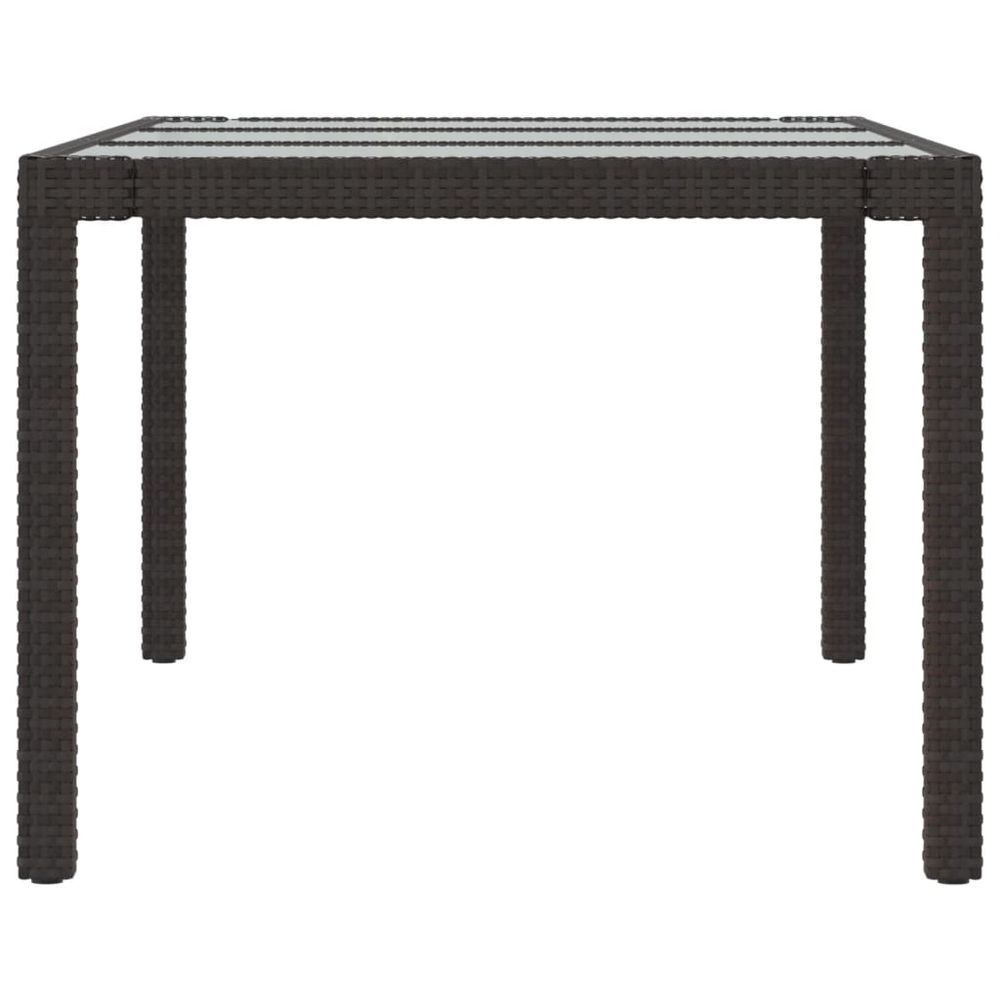 Garden Table Brown vidaXL 190x90x75 cm Tempered Glass and Poly Rattan - Coffee Table from vidaXL