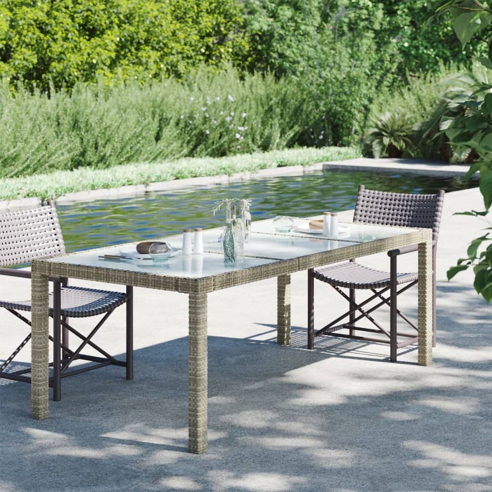 Garden Table Brown vidaXL 190x90x75 cm Tempered Glass and Poly Rattan - Coffee Table from vidaXL