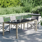 Garden Table Brown vidaXL 190x90x75 cm Tempered Glass and Poly Rattan - Coffee Table from vidaXL