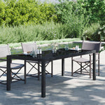 Garden Table Brown vidaXL 190x90x75 cm Tempered Glass and Poly Rattan - Coffee Table from vidaXL