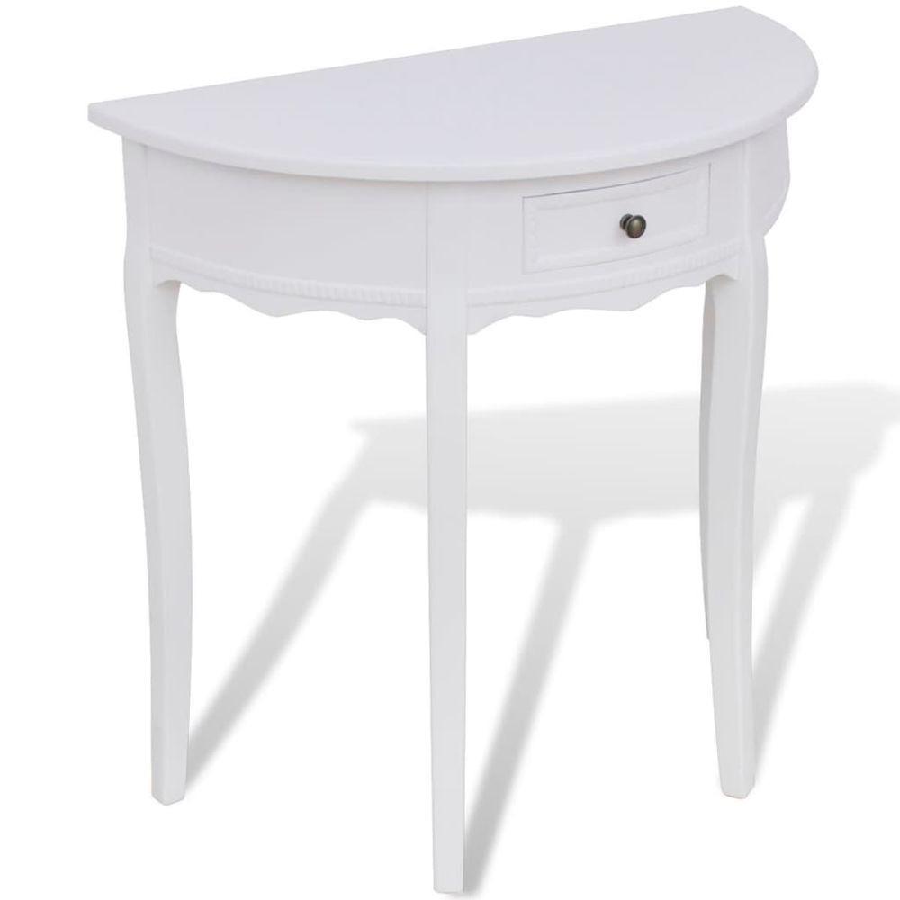 Console Table with Drawer Half-round vidaXL White - Console Table from vidaXL